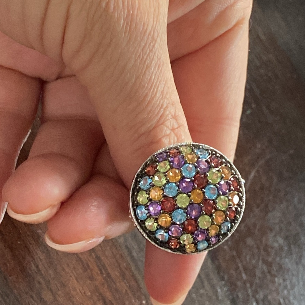 Multicolor Gemstone Silver Ring - Picture 2 of 6